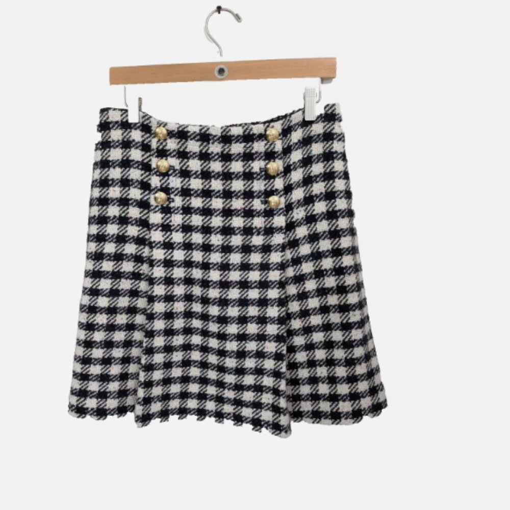 Talbots Wool Blend Skirt sz 4 Houndstooth Confetti Women Preppy Academia Tweed